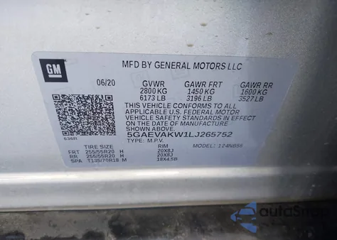 2020 Buick Enclave Essence from USA, damaged, VIN 5GAEVAKW1LJ265752